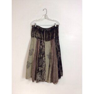Velvet Burnout Maxi Skirt Boho Chic Patchwork Womens One Size